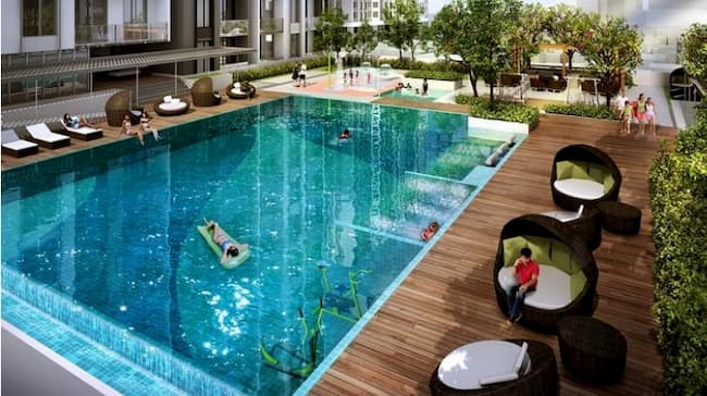 Bể bơi được thiết kế sang trọng tại chung cư Hà Đô